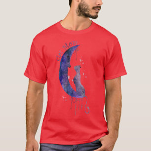 Camiseta Gato celeste y luna 