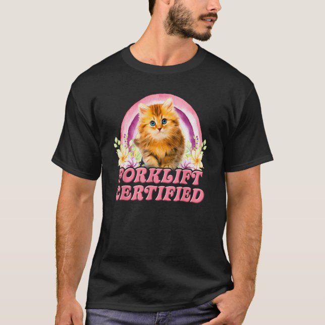 Camiseta Gato certificado de carretillas elevadoras (Anverso)