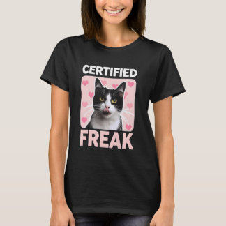 Camiseta Gato certificado Loco Gato Divertido Corazones Ros