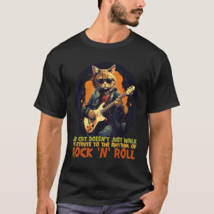 Camiseta Gato Chaqueta de cuero con gafas de sol y eléctric