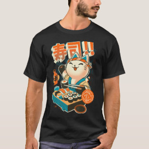 Camiseta Gato Chef de Sushi - Gato Divertido de Restaurante