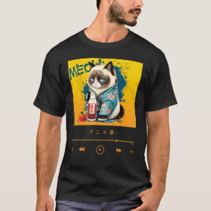 Camiseta Gato Chibi Tradicional Japonés con Kimono