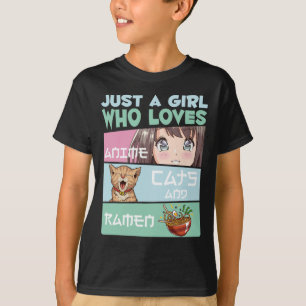 Camiseta Gato Chica Anime y fideos japoneses adictos al Ram