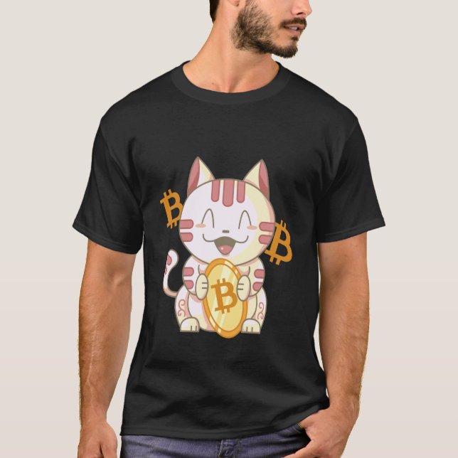 Camiseta Gato Chino de Bitcoin Afortunado (Anverso)