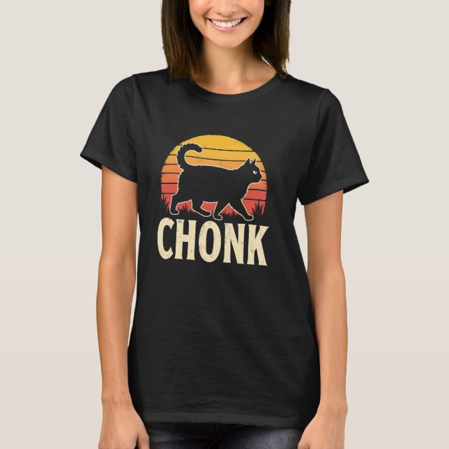 Camiseta Gato Chubby Chonks Atardecer Retro (Anverso)