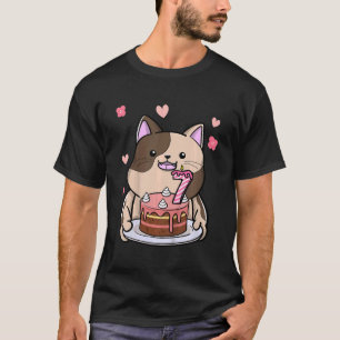 Camiseta Gato Chubby de niños con pastel de cumpleaños 7º a
