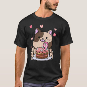 Camiseta Gato Chubby de niños con pastel de cumpleaños nove