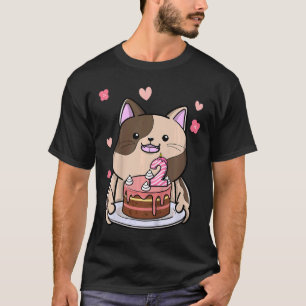 Camiseta Gato Chubby de niños con pastel de cumpleaños segu