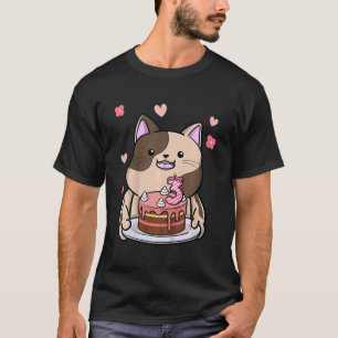Camiseta Gato Chubby de niños con pastel de cumpleaños terc
