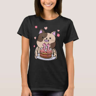 Camiseta Gato Chubby sosteniendo un pastel de cumpleaños 11