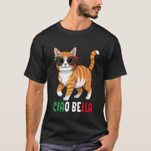Camiseta Gato Ciao Bella con Gafas de Sol Italiano