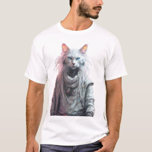 Camiseta Gato ciber blanco místico