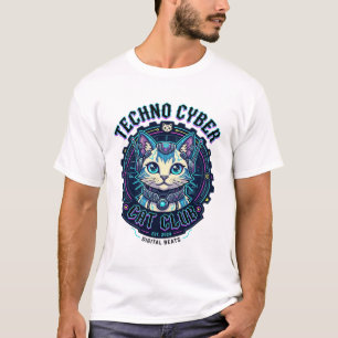 Camiseta Gato Ciber Techno Diseño Divertido Amante de los G