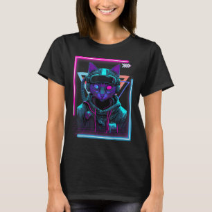 Camiseta Gato ciberpunk Gatito puntero Futurista Ciber punk