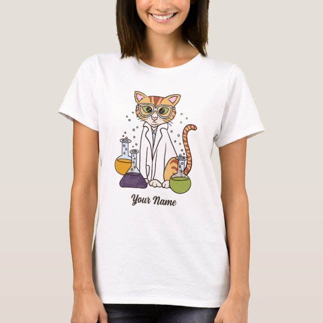 Camiseta Gato científico - Naranja Tabby Lab Gato Lover (Anverso)