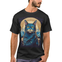 Gato Címico Con Estrellas De Fondo De Montaña