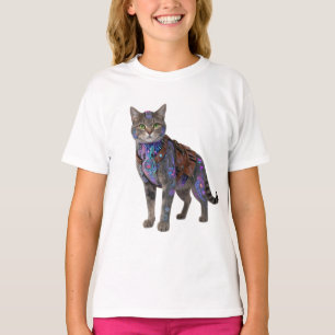 Camiseta Gato Circuito Cyberpunk – Bestia Tech Neon