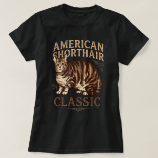 Camiseta Gato Clásico Americano de Pelo Corto Arte Marrón