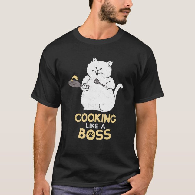 Camiseta Gato Cocinando Como Un Jefe (Anverso)