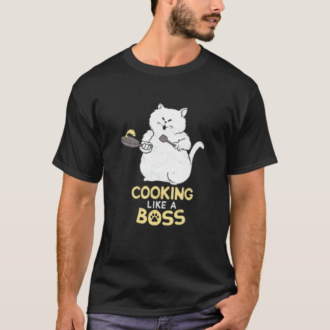 Camiseta Gato Cocinando Como Un Jefe (Anverso)