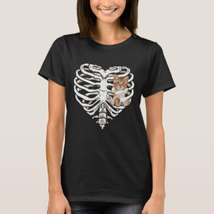 Camiseta Gato Colgando Corazón Skeleton Rib Gatos Jaula Hal