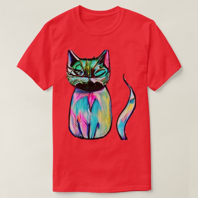 Camiseta gato color (Diseño del anverso)