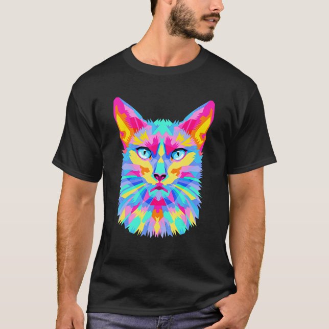 Camiseta Gato Colorido (Anverso)