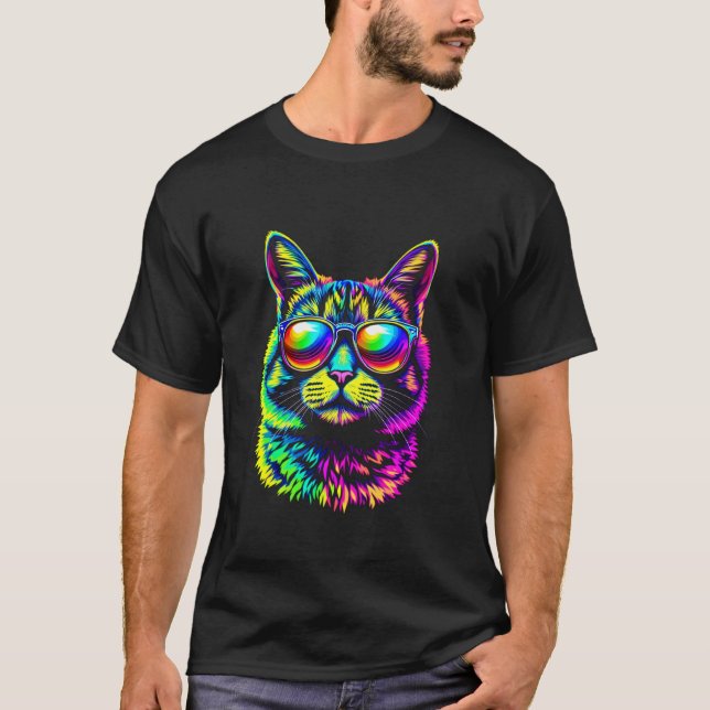 Camiseta Gato Colorido (Anverso)