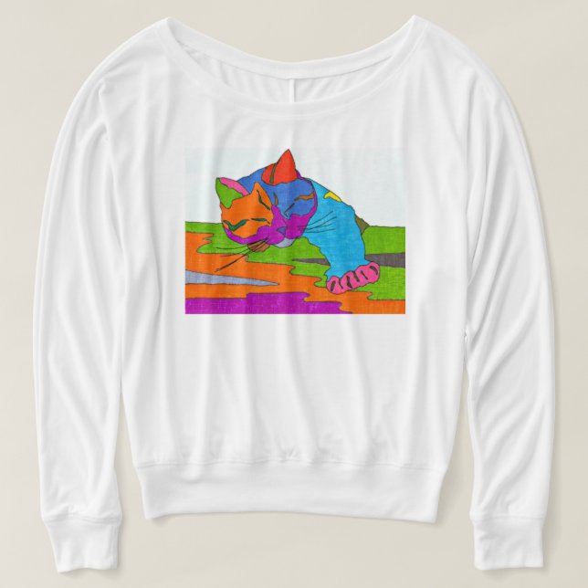 Camiseta Gato colorido (Diseño del anverso)