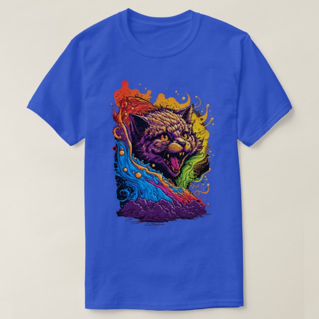 Camiseta Gato colorido (Diseño del anverso)