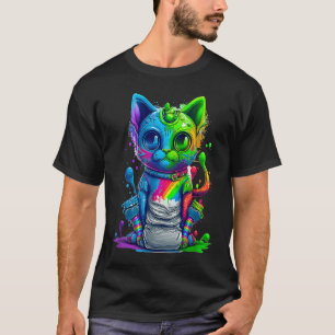 Camiseta Gato Colorido 3D Abstracto Vector Gato