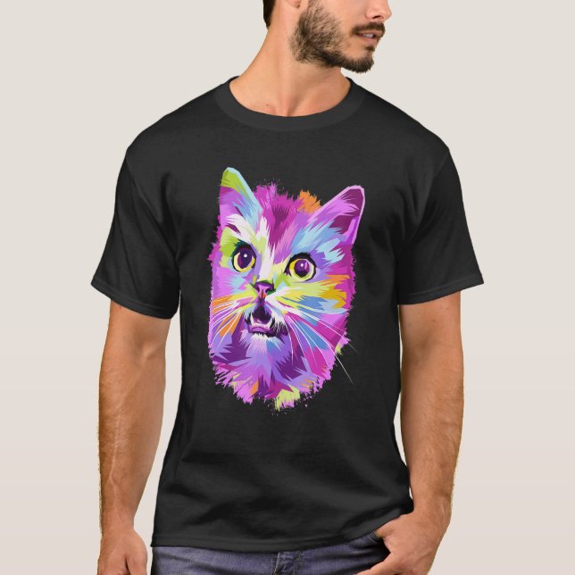 Camiseta Gato Colorido Adorable (Anverso)