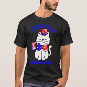 Camiseta Gato Colorido Americano Con Corbatín Orgulloso De 