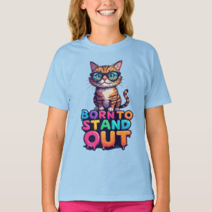 Camiseta Gato Colorido Con Gafas De Sol