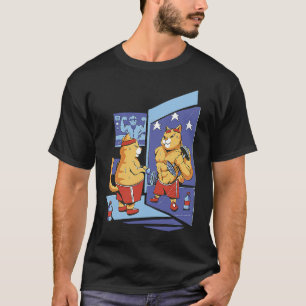 Camiseta Gato Colorido En Gym Vintage Gato Gym Mirr Realist