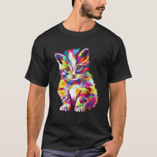 Camiseta Gato Colorido Lindo Eligió Para Arte De Gatito Ado