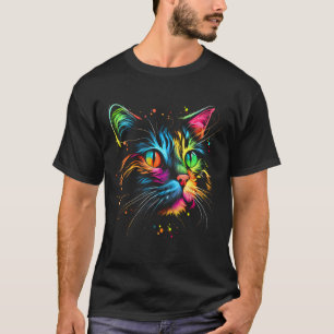 Camiseta Gato colorido lindo para Chicas mujeres hombres ni