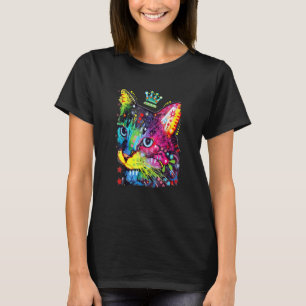 Camiseta Gato Colorido Pensando Gato Coronado Gato Gatito G