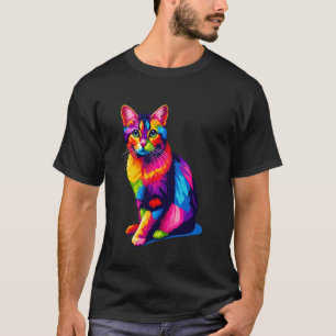 Camiseta Gato Colorido Pop Art Chausie Jungle Curl