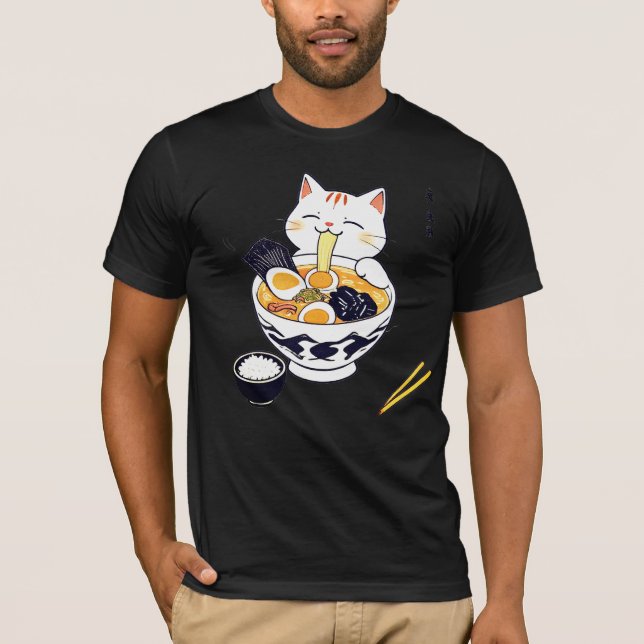Camiseta gato come comida china (Anverso)