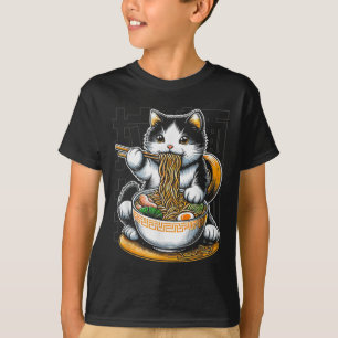 Camiseta Gato comiendo comida de Ramen Gato Enamorado de fi