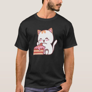Camiseta Gato comiendo delicioso caramelo de pastel retroce