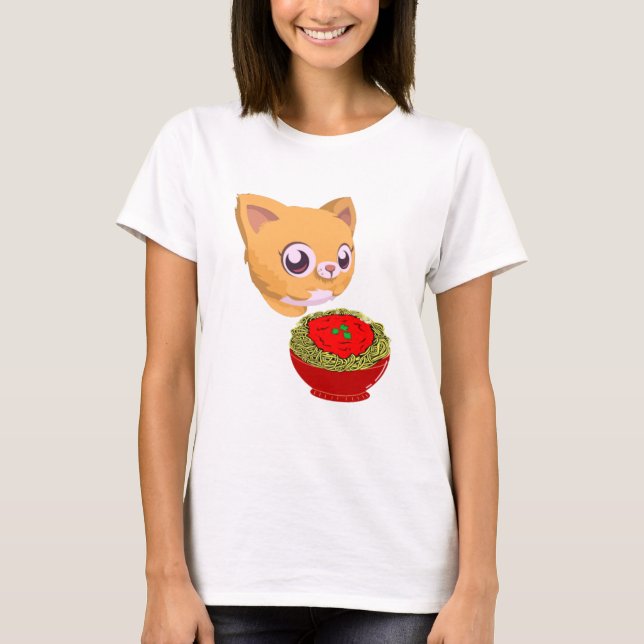 Camiseta Gato comiendo espagueti (Anverso)