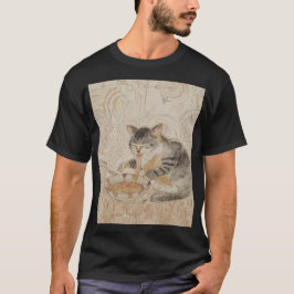 Camiseta Gato comiendo fideos