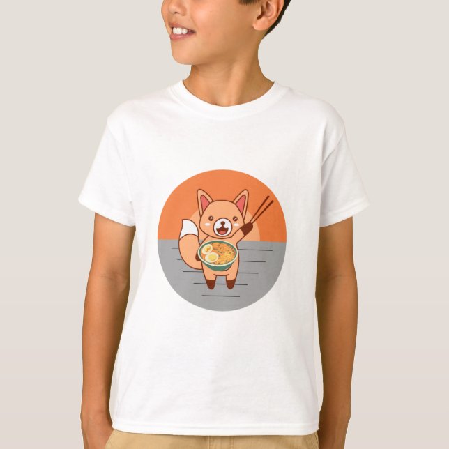 Camiseta Gato comiendo fideos de Ramen (Anverso)