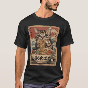Camiseta Gato comiendo fideos de Ramen Kawaii Anime Manga J