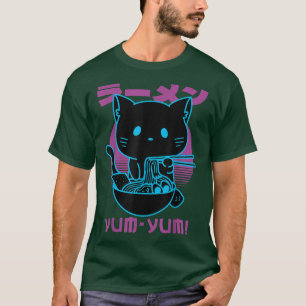 Camiseta Gato comiendo fideos Estética Japonesa Ramen Diver