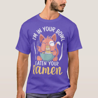 Camiseta Gato comiendo fideos Ramen Kawaii Humor