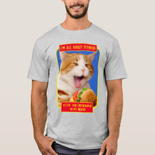 Camiseta Gato comiendo hamburguesa