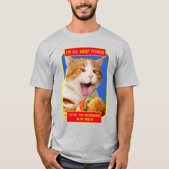 Camiseta Gato comiendo hamburguesa (Anverso)